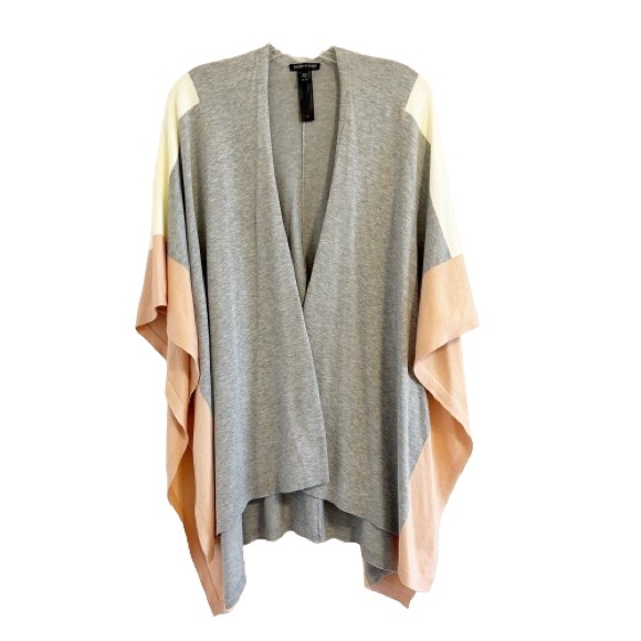 Eileen Fisher Colorblock Poncho Wrap  in Dark Pearl Quiet Luxury - Picture 2 of 12